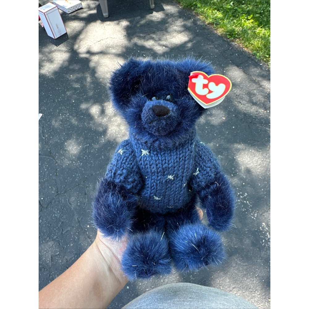 Ty Attic Treasures Orion Bear Navy Blue Star Sweater Plush 1993 Vintage Jointed